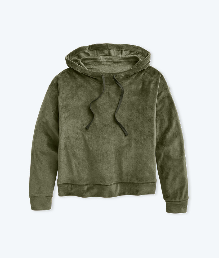 The Plush Velour Hoodie - Olive