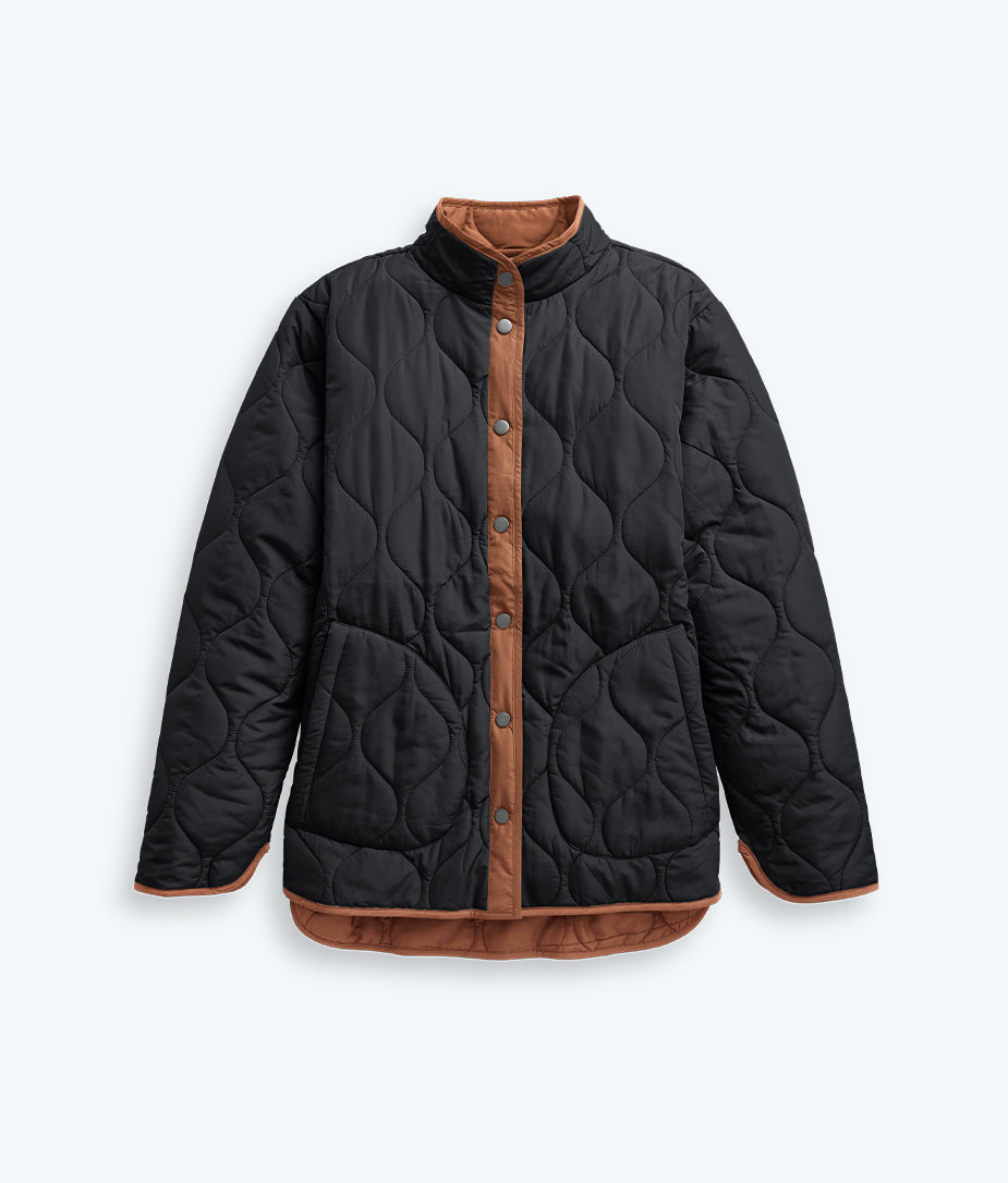 The Reversible Eco Quilted Jacket - Sea Urchin & Praline