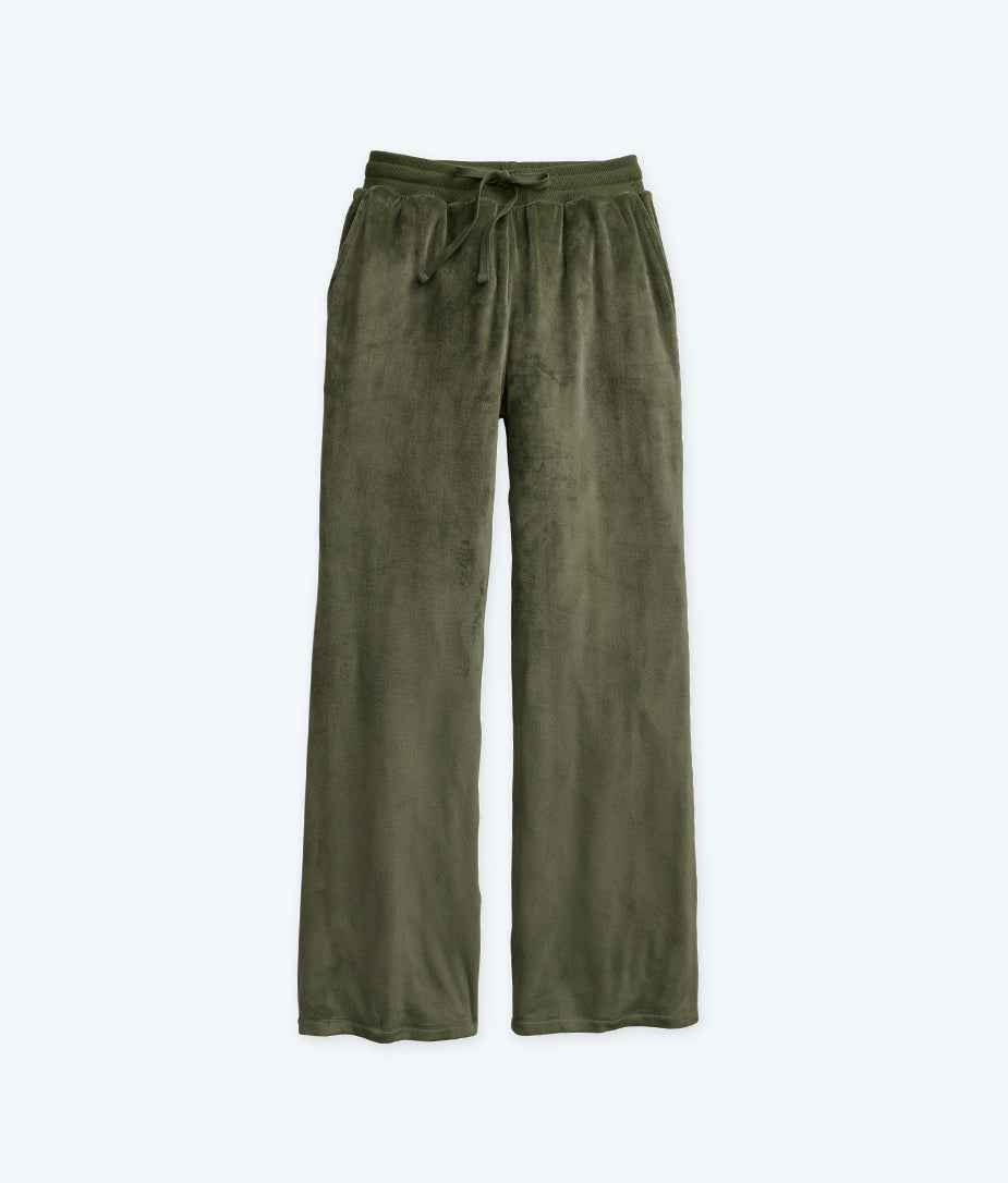 The Plush Velour Lounge Pant - Olive