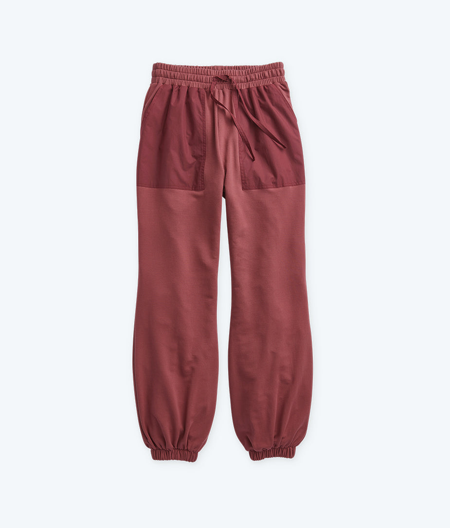 The Softest French Terry Mixed-Media Jogger - Rosewood