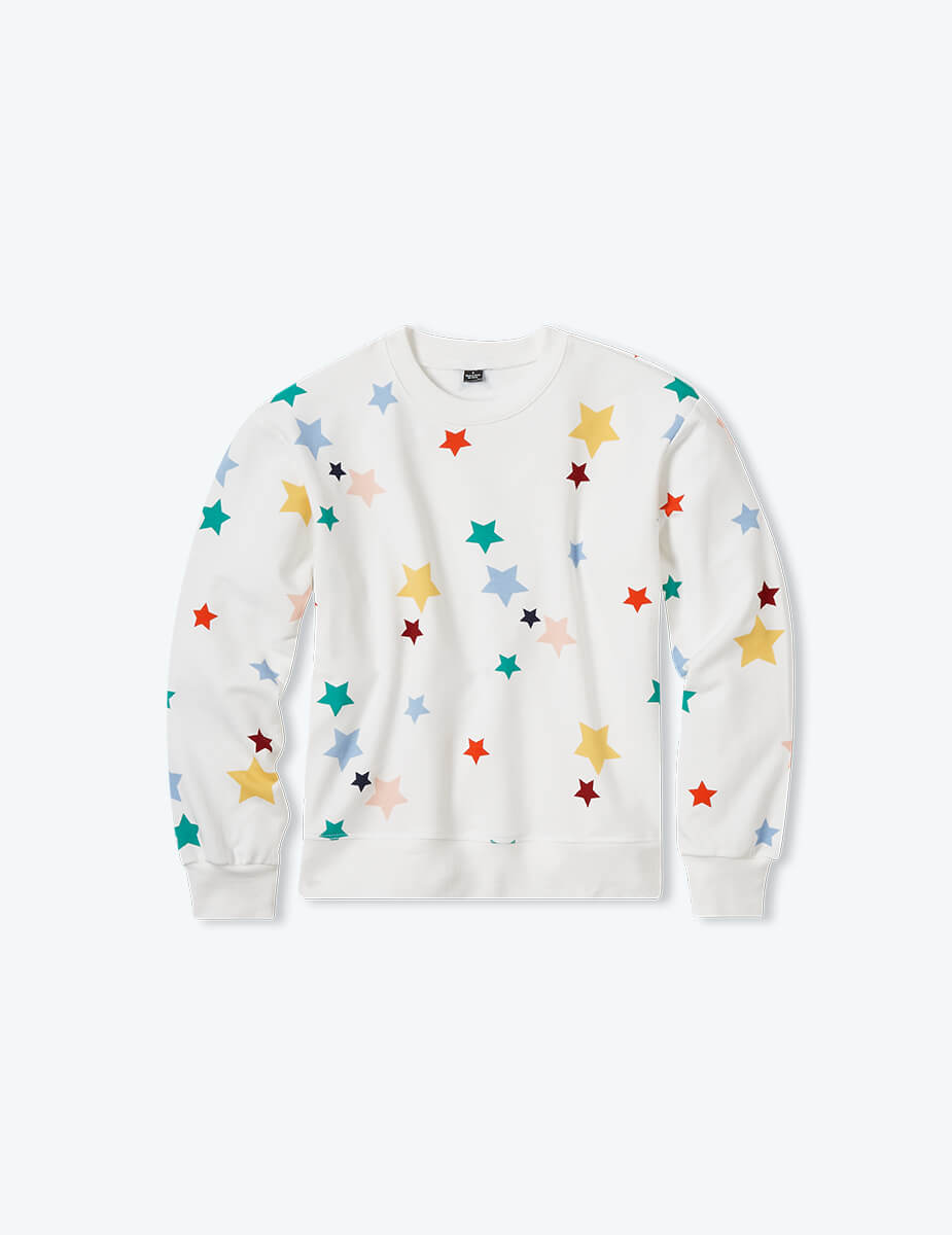 The Toddlers' Softest French Terry Set - Scatter Stars in White Sand