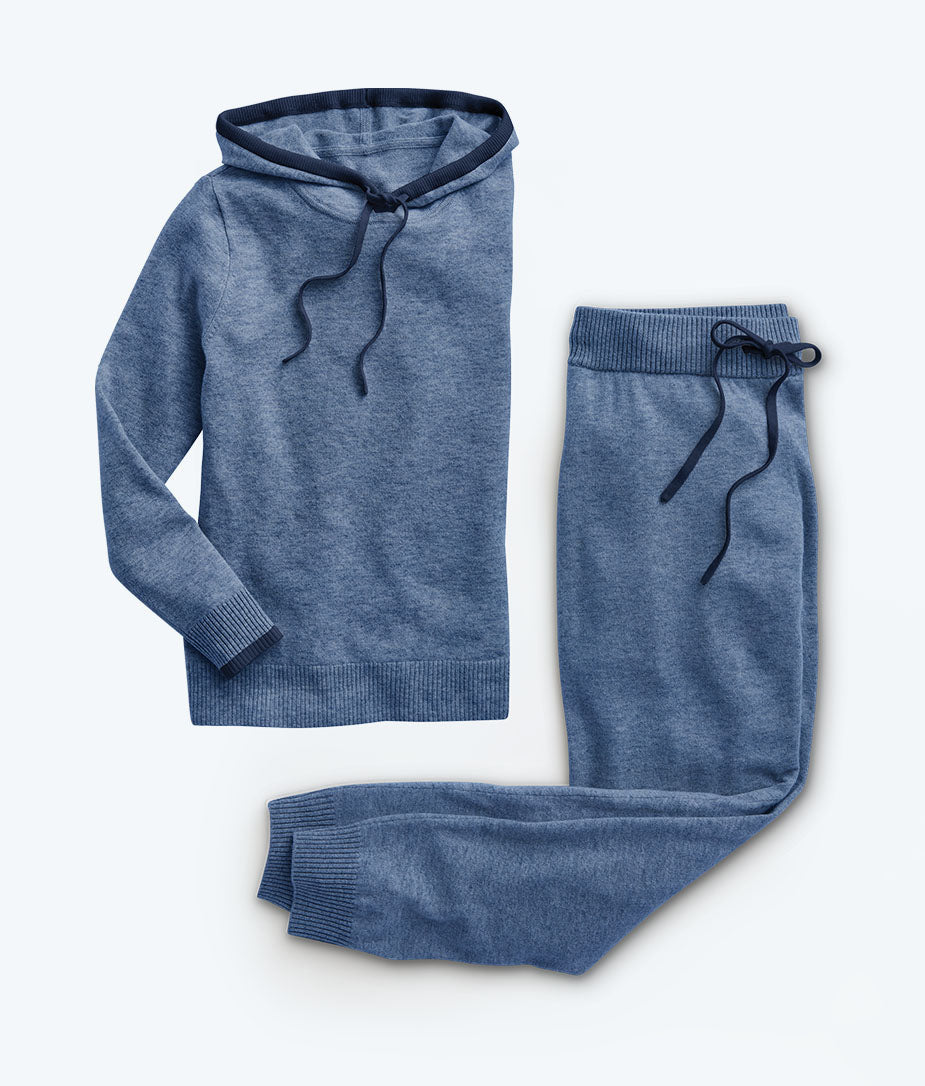 The Coziest Cashmere Blend Hoodie - Steel & Midnight