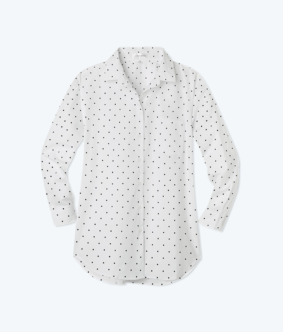 The Perfect Boyfriend Shirt - White Sand & Sea Urchin Pin Dot