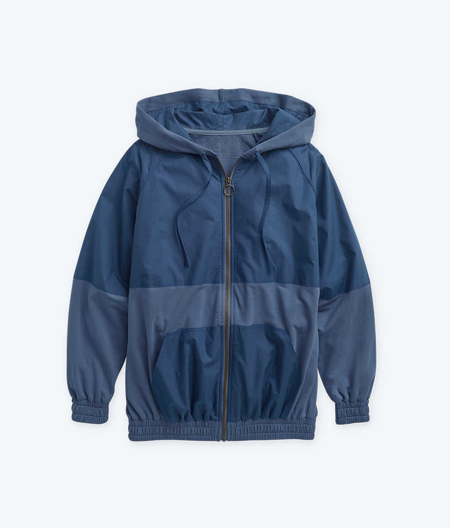 The Softest French Terry Mixed-Media Hoodie - Midnight
