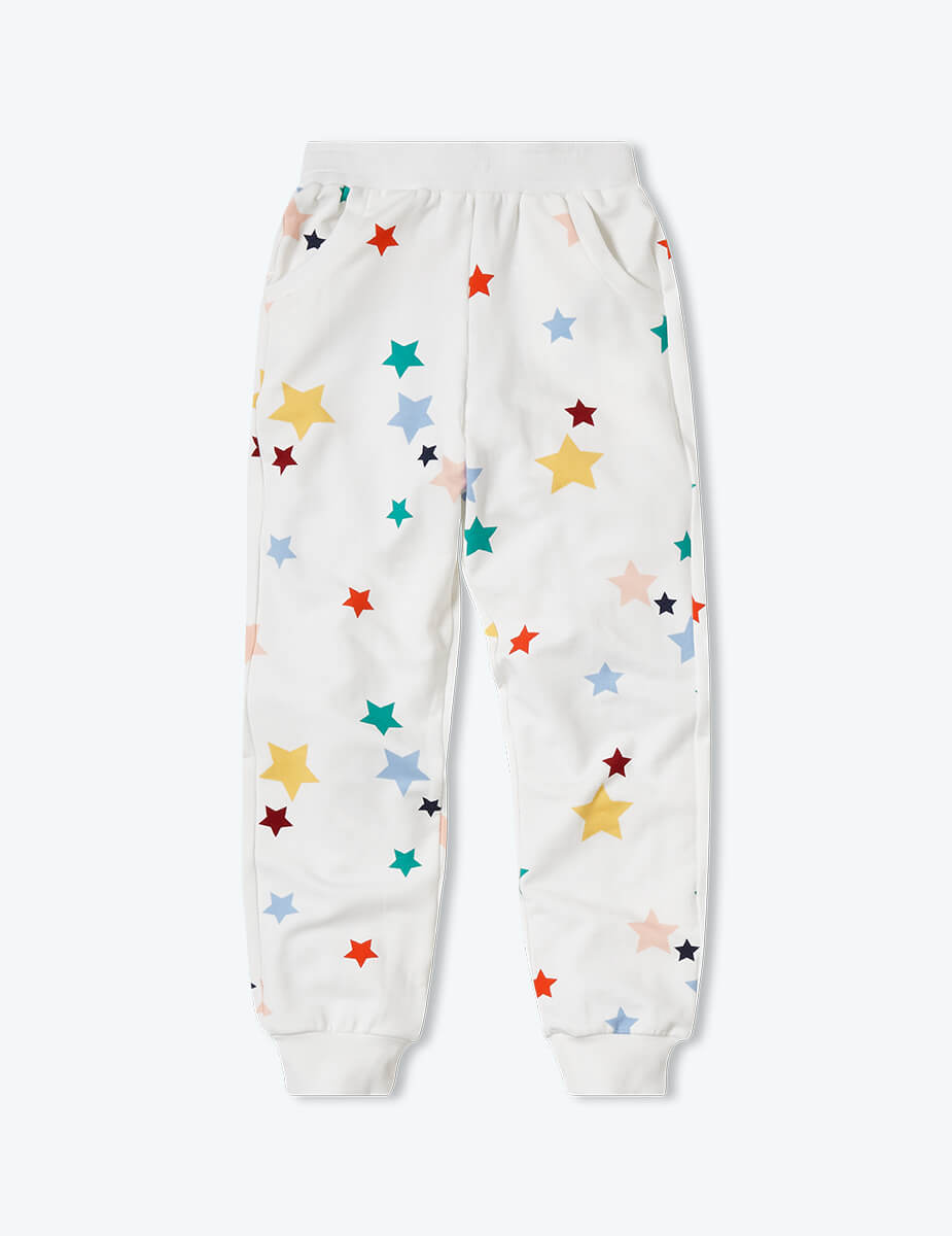 The Toddlers' Softest French Terry Set - Scatter Stars in White Sand