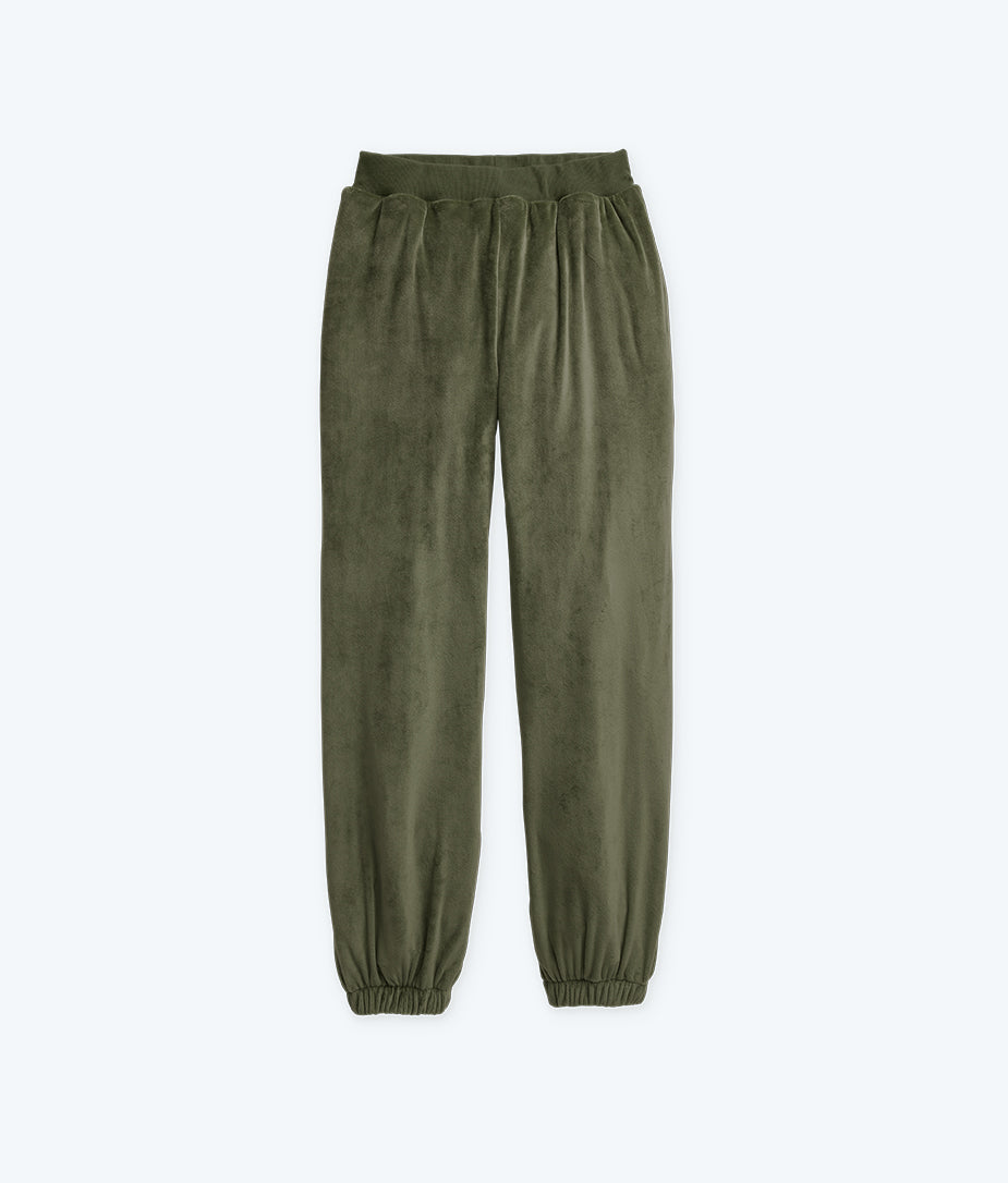 The Plush Velour Jogger - Olive