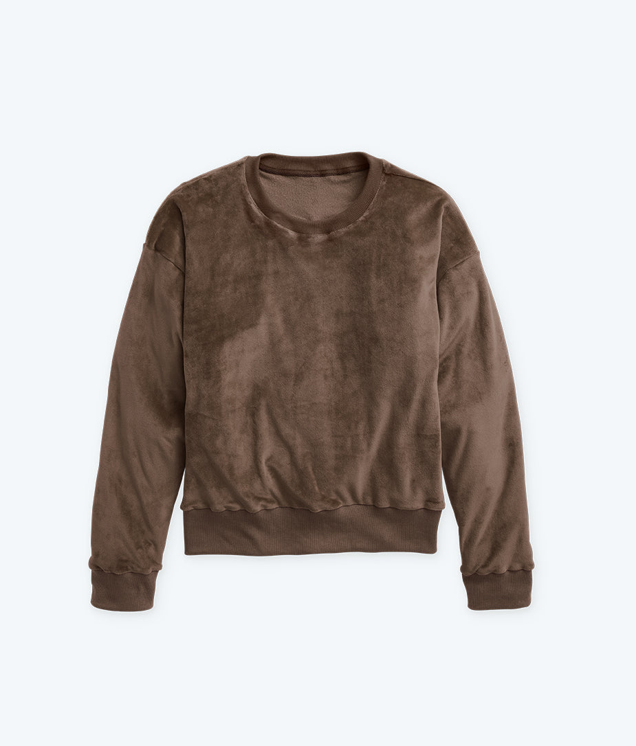 The Plush Velour Relaxed Crew - Chocolate
