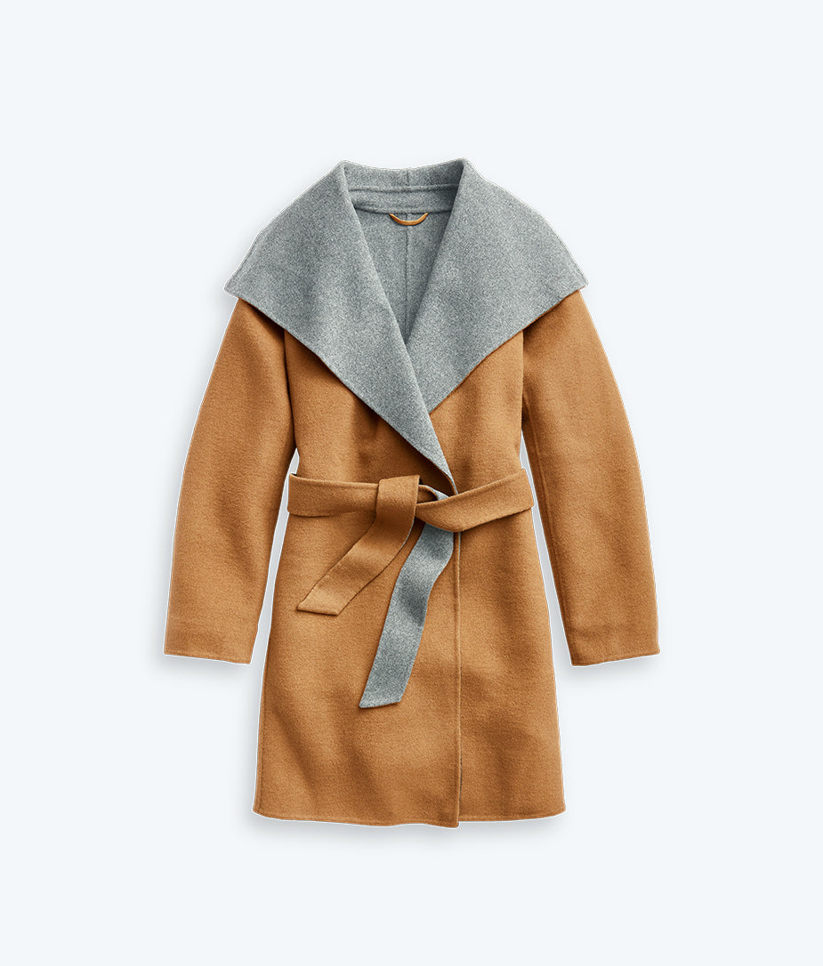 The Warmest Eco Wool Wrap Coat - Camel & Wolf