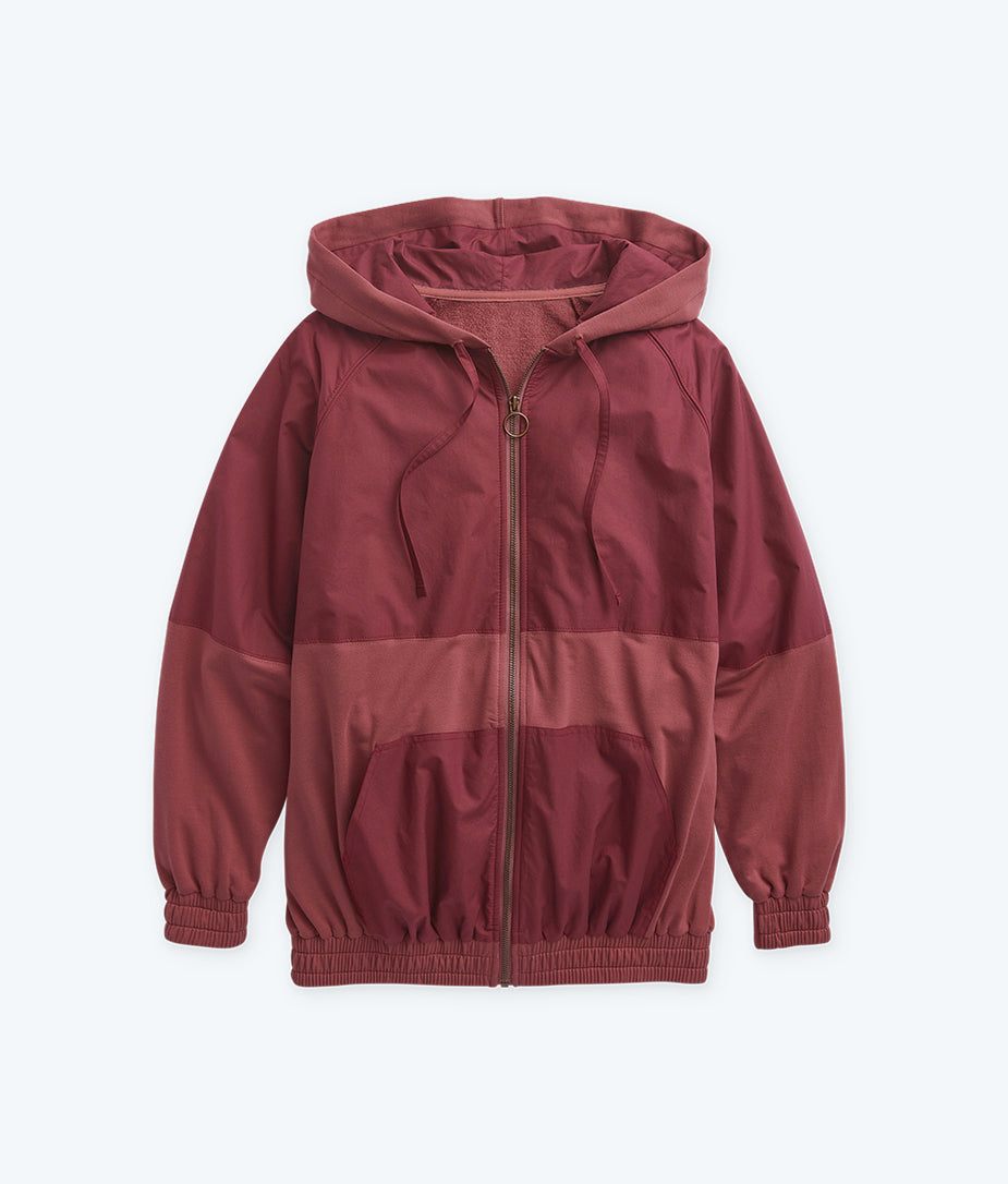 The Softest French Terry Mixed-Media Hoodie - Rosewood