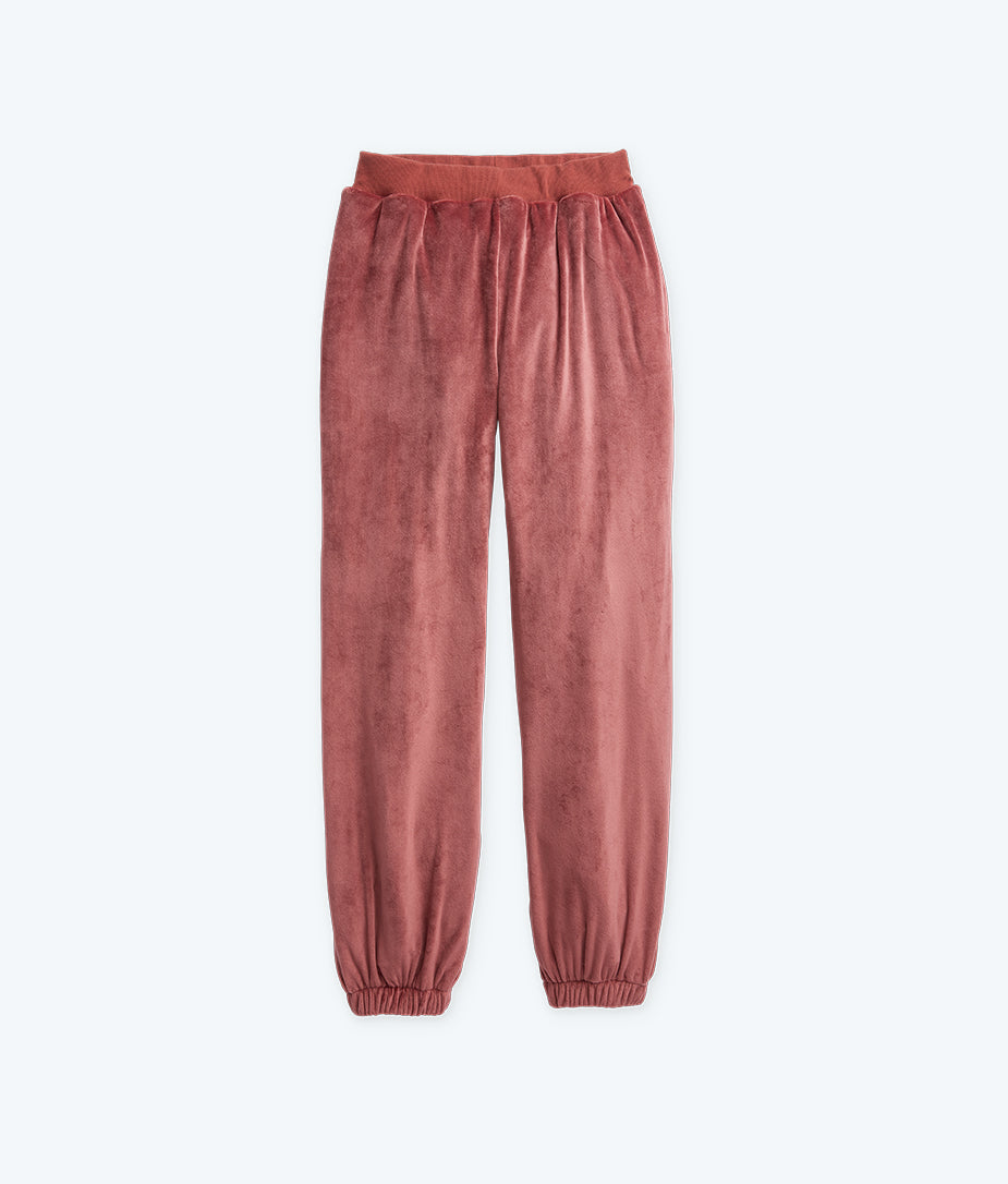 The Plush Velour Jogger - Rosewood