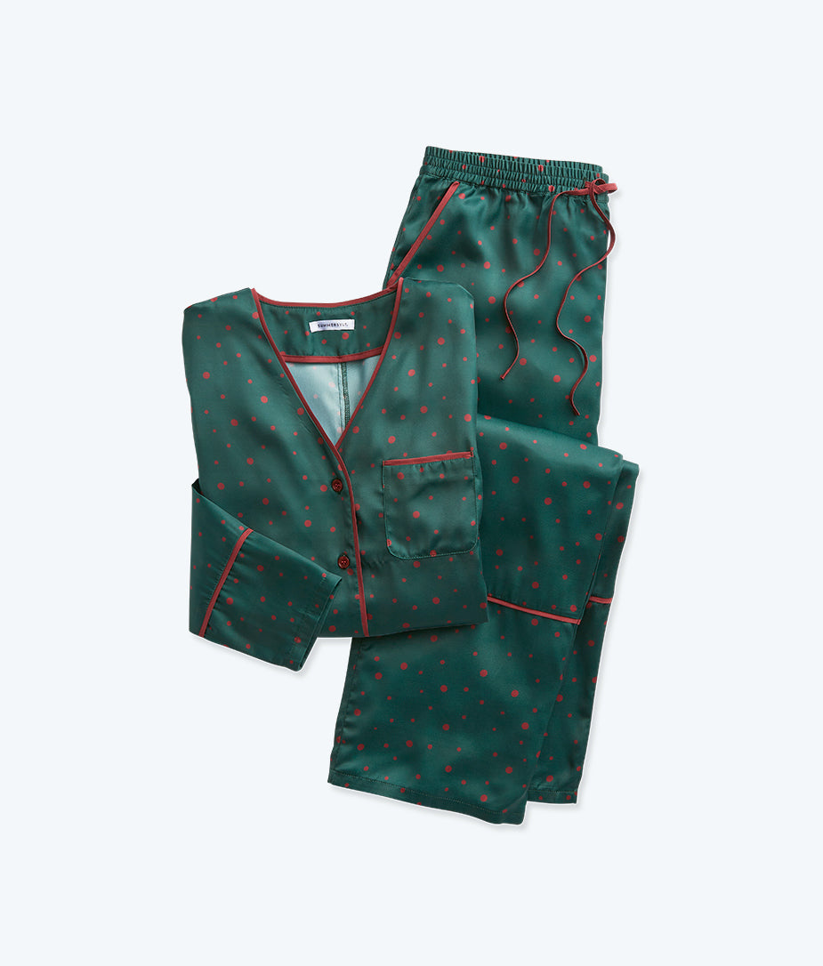 The Cloud 9 Silky PJ Set - Celestial Dot in Eden & Rosewood