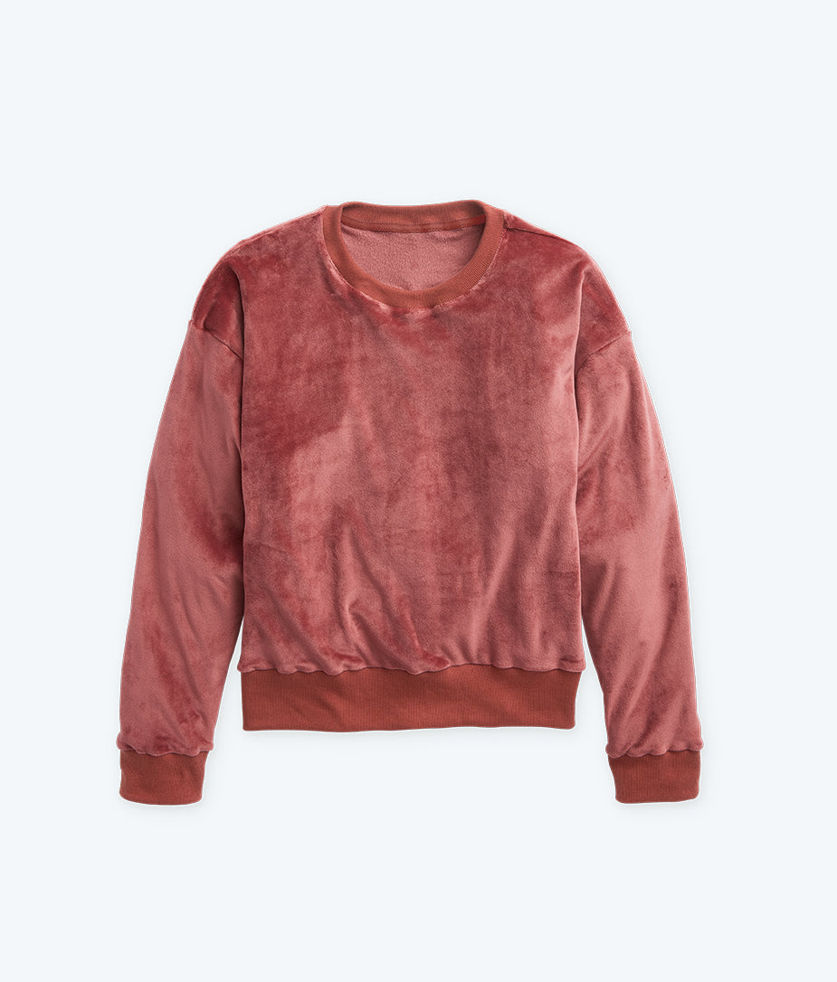 The Plush Velour Relaxed Crew - Rosewood