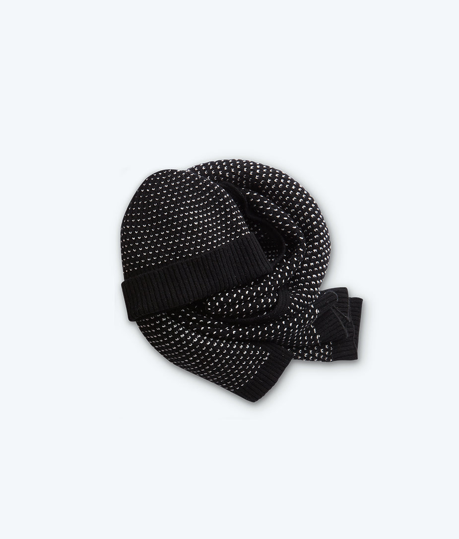 The Luxe Cashmere Blend Mix Stitch Hat - Sea Urchin & White Sand