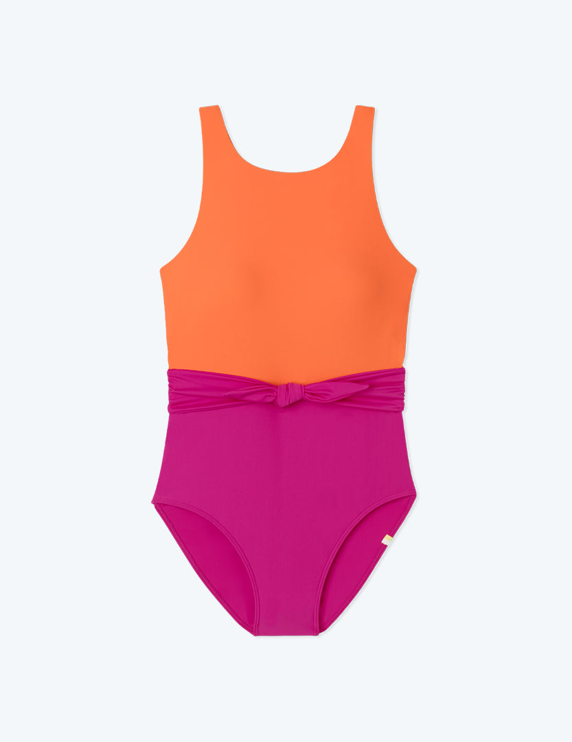 The Tie Belted Cove - Hibiscus & Tangerine