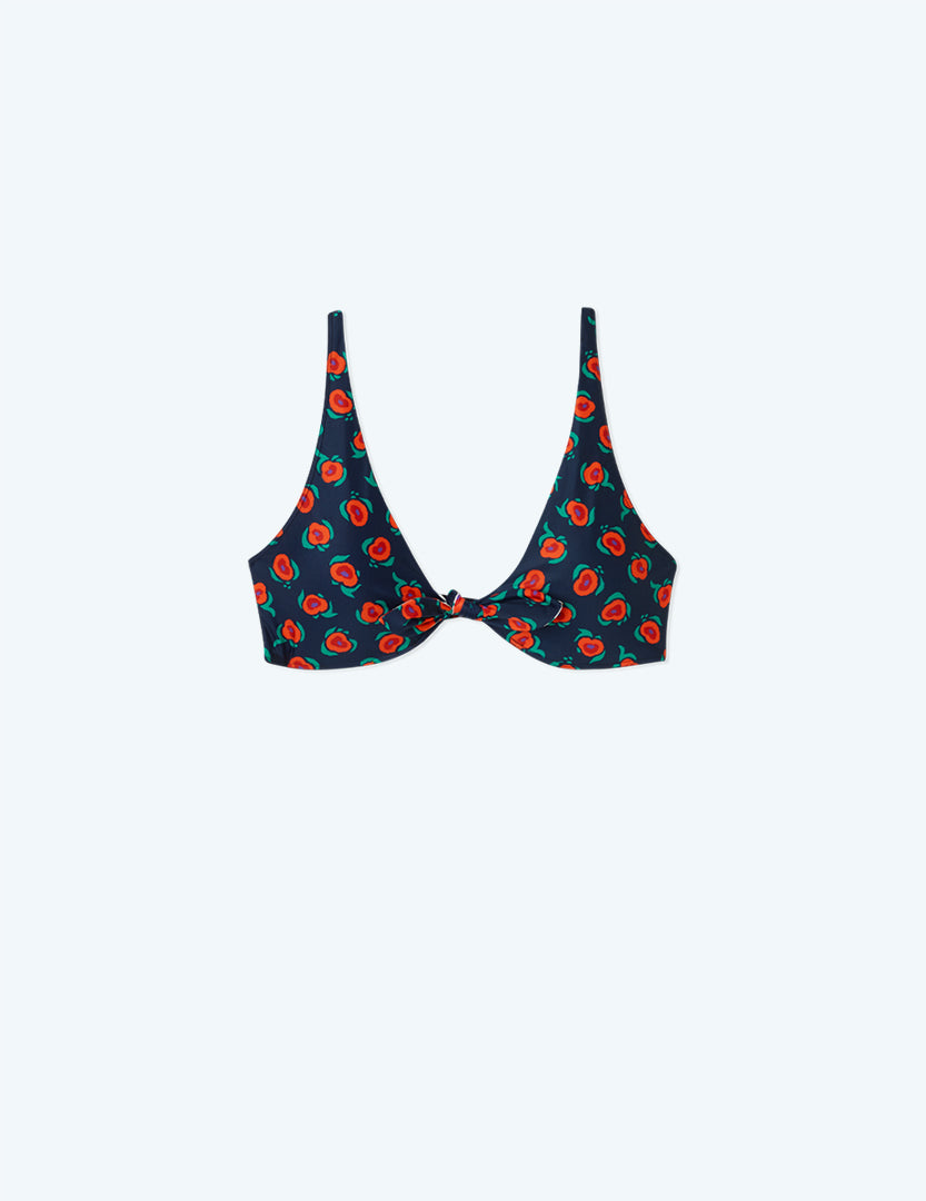 The Jetsetter Bikini Top - Poppies in Deep Sea