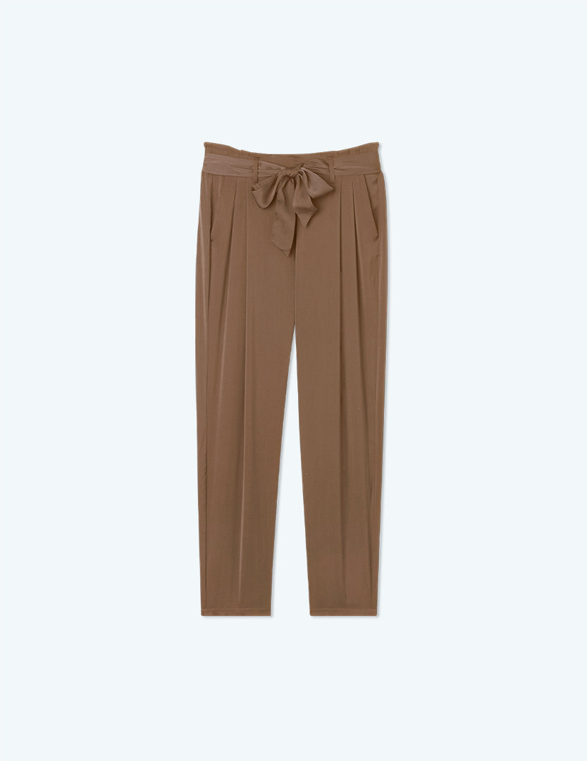 The Silky Paper Bag Ankle Pant - Cafe au Lait
