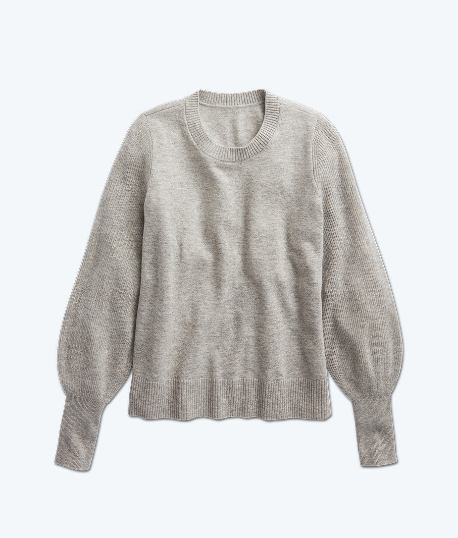 The Coziest Cashmere Blend Bishop-Sleeve Sweater - Wolf
