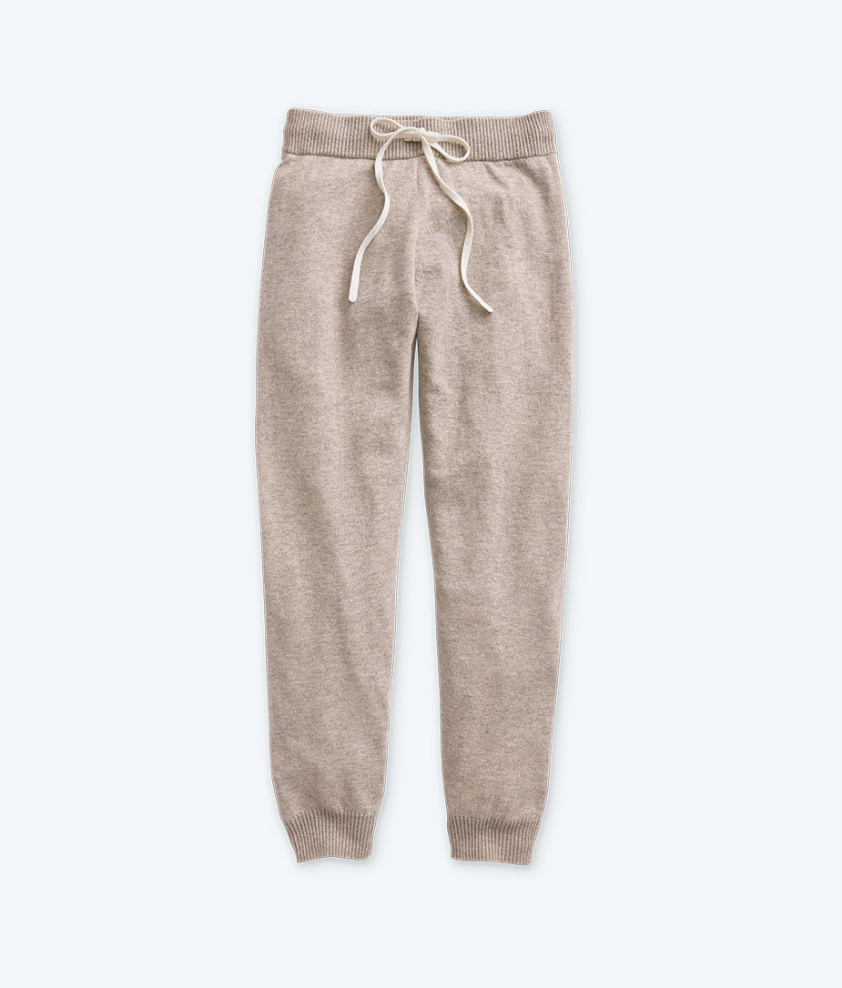 The Coziest Cashmere Blend Jogger - Toffee & White Sand