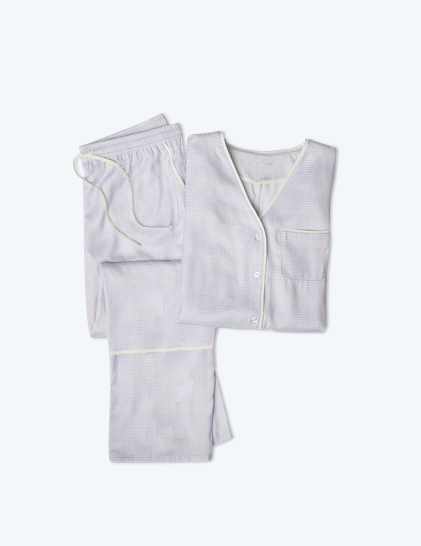 The Cloud 9 Silky PJ Set - Modern Plaid in Lavender
