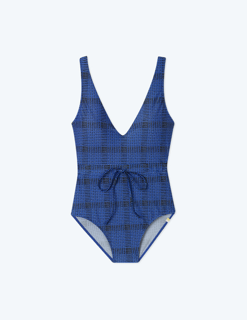 The Tie Waist Backflip - Modern Plaid in Hydrangea