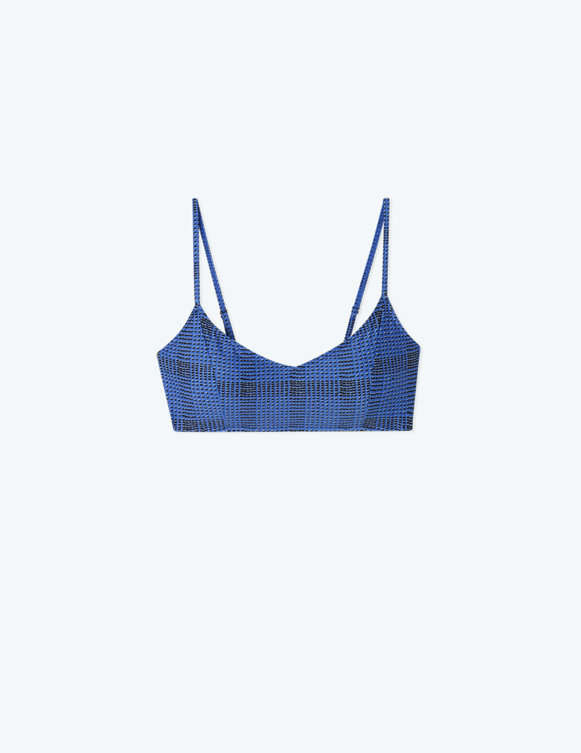 The Wanderlust Bikini Top - Modern Plaid in Hydrangea
