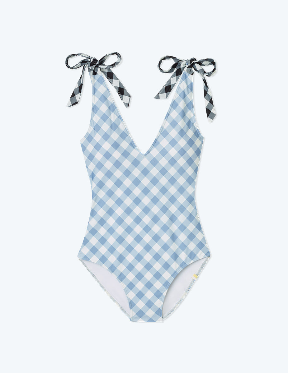 The Tie Backflip - Gingham in Cloud