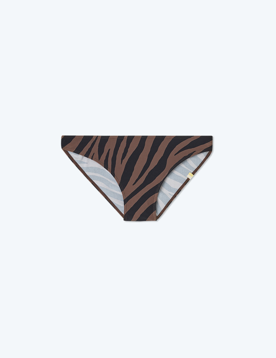 The Low Rise Bikini Bottom - Modern Zebra in Chocolate & Sea Urchin
