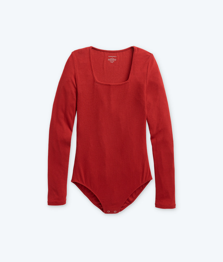 The Square Neck Day to Night Bodysuit: TENCEL™ Edition - Lava