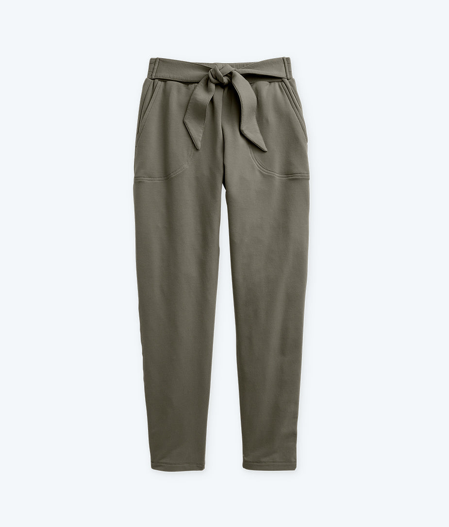 The Softest French Terry Tie-Waist Pant - Agave