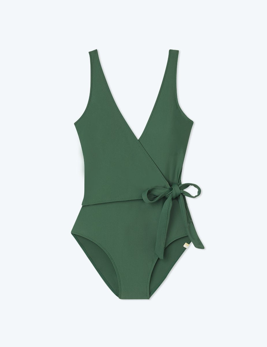 The Long Torso Perfect Wrap One Piece - Olive