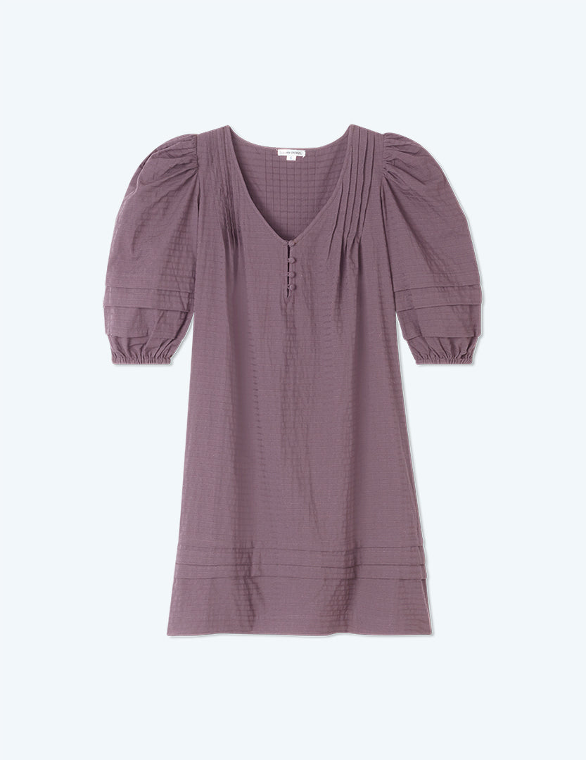 The Cotton Pintuck Dress - Plum