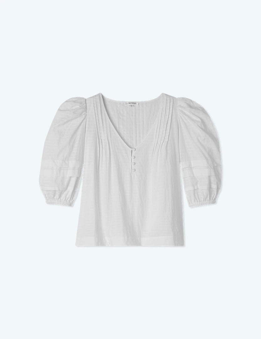 The Cotton Pintuck Blouse - White Sand
