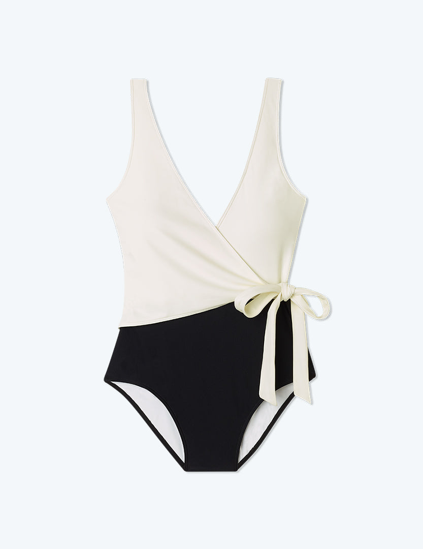 The Long Torso Perfect Wrap One Piece - Sea Urchin & White Sand