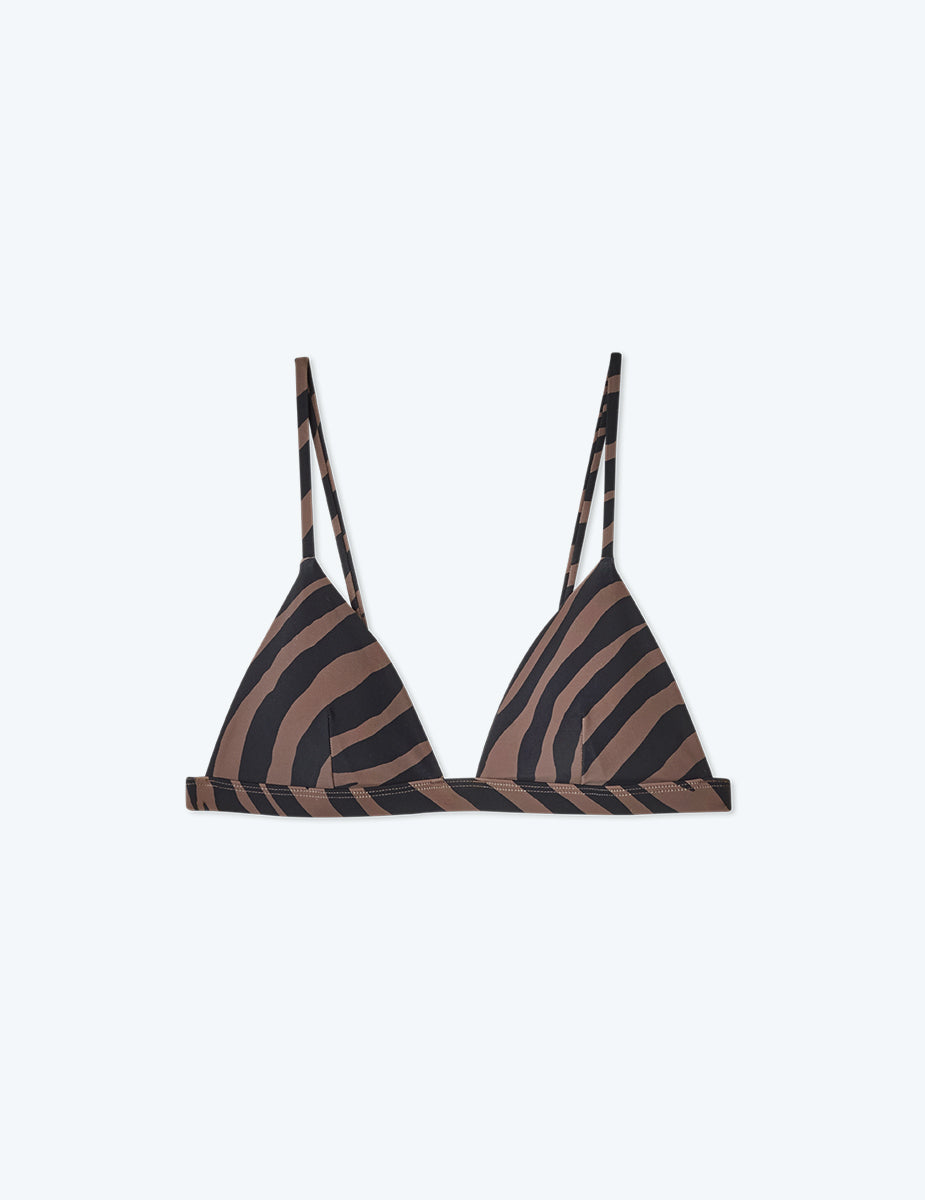 The Triangle Bikini Top - Modern Zebra in Chocolate & Sea Urchin