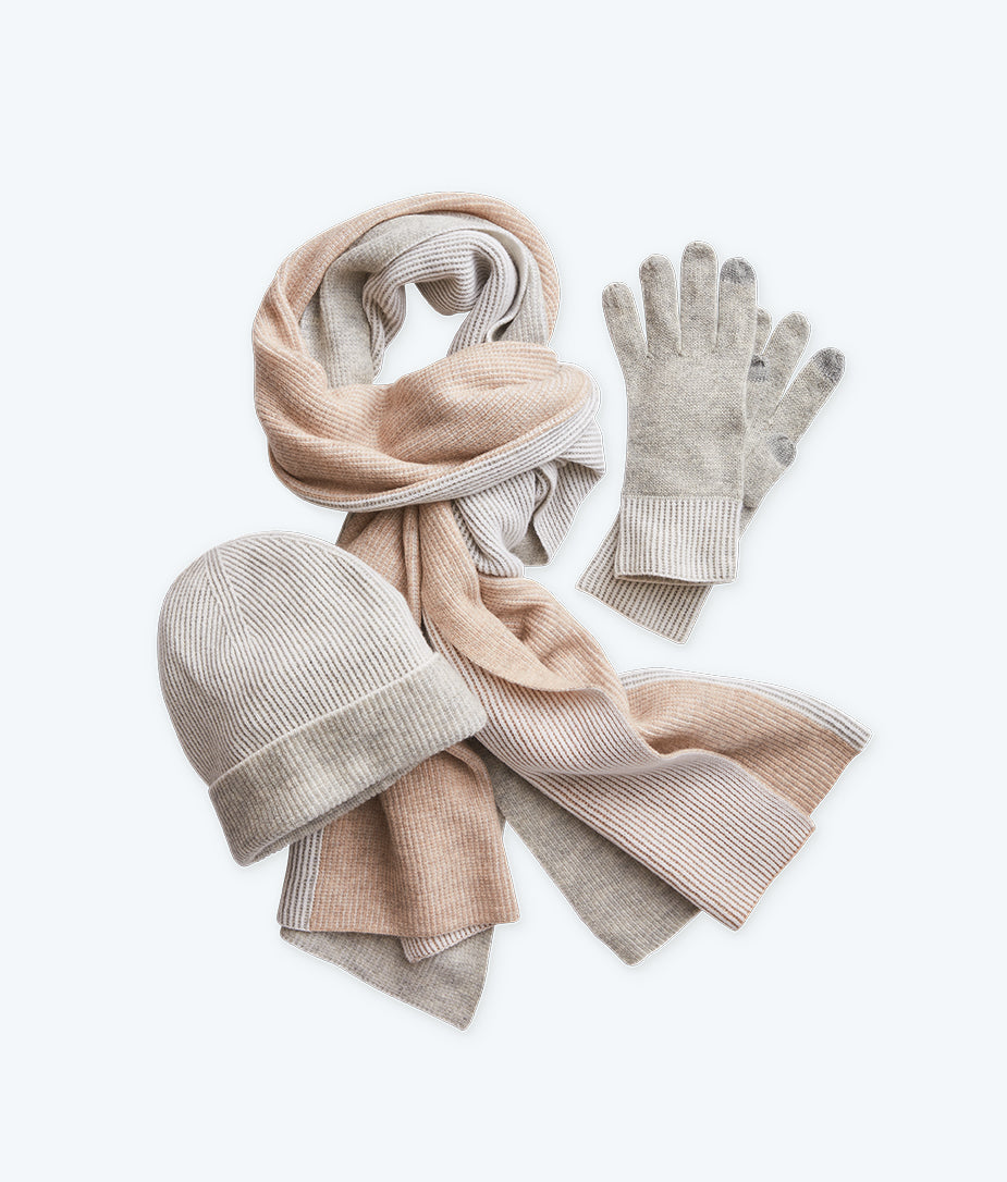 The Coziest Cashmere Blend Gloves - Wolf & White Sand