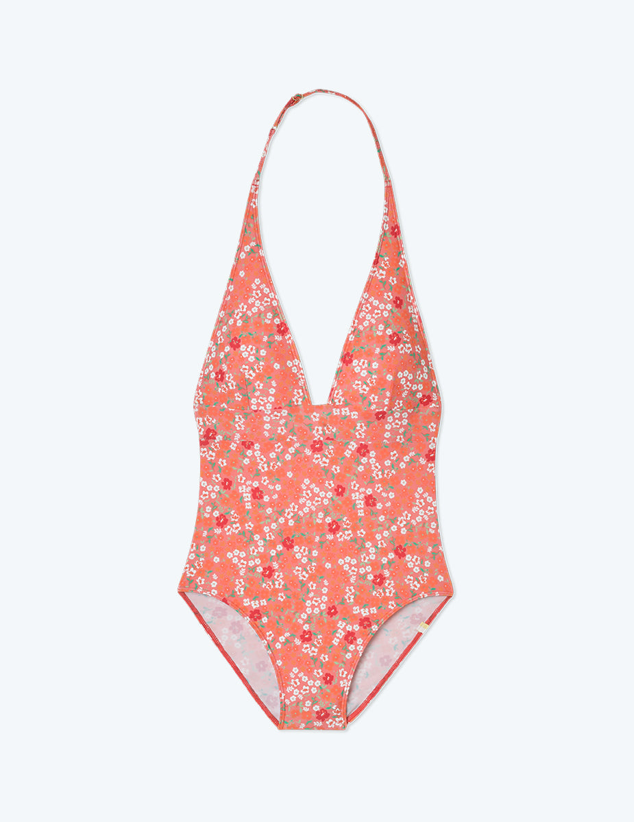 The Halter Plunge - Floral Bliss