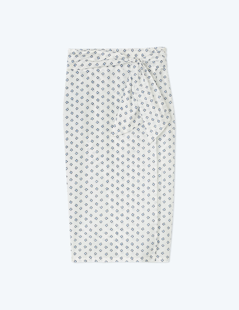 Easy Breezy Sarong - Block Print in White Sand & Indigo