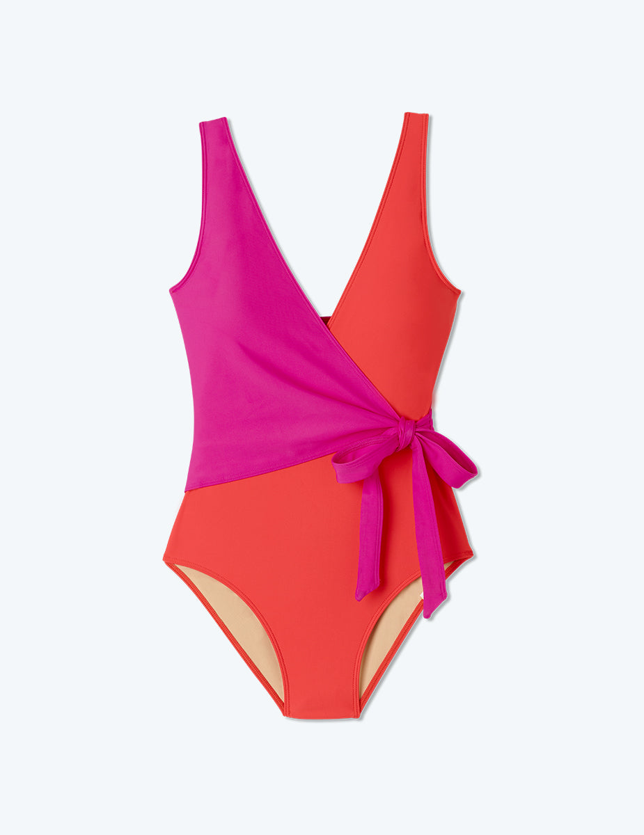 The Perfect Wrap One-Piece - Hibiscus & Grapefruit