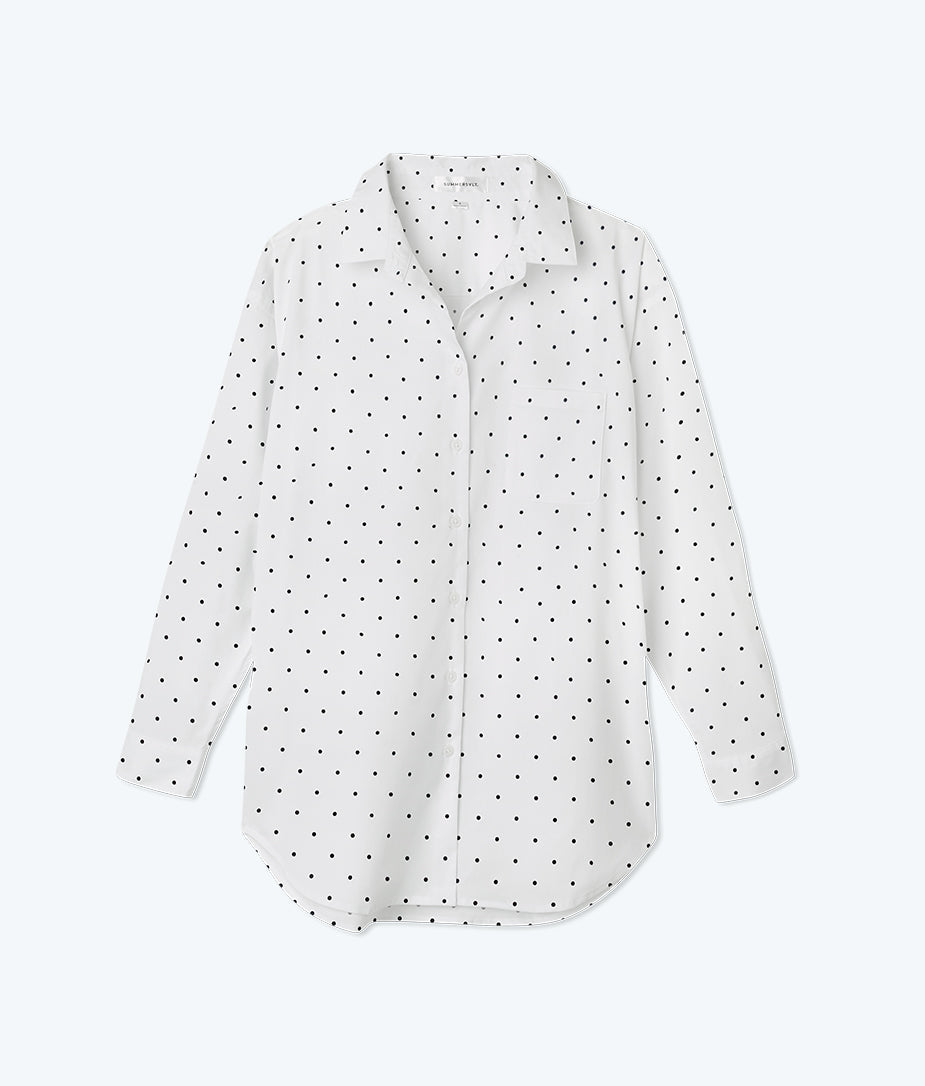 The Perfect Boyfriend Shirt - White Sand & Sea Urchin Pin Dot