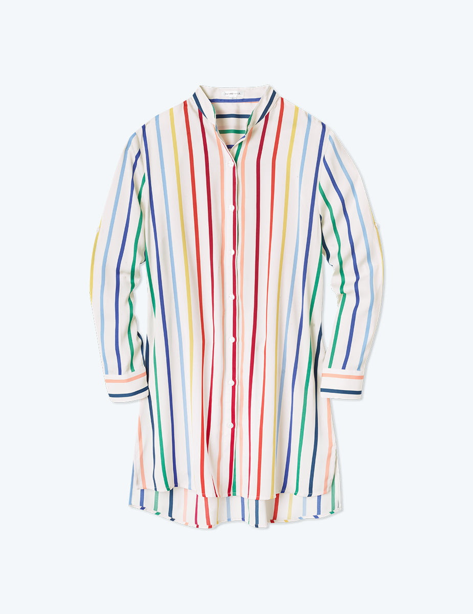The Short Effortless Shirtdress Cover-Up - Rainbow Stripe