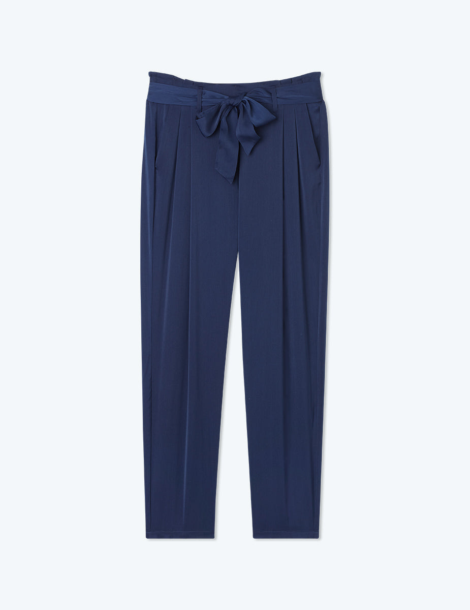 The Silky Paper Bag Ankle Pant - Deep Sea