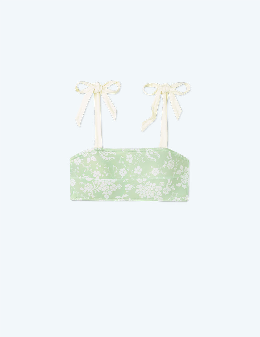The Tie Oasis Bikini Top - Vintage Floral in Ivy