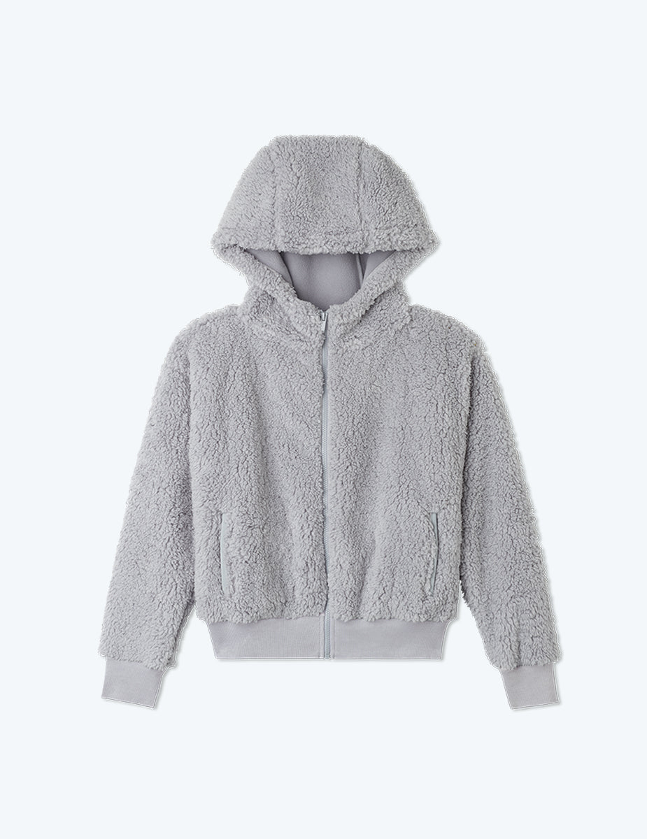 The High Pile Eco Fleece Cropped Hoodie - Wolf