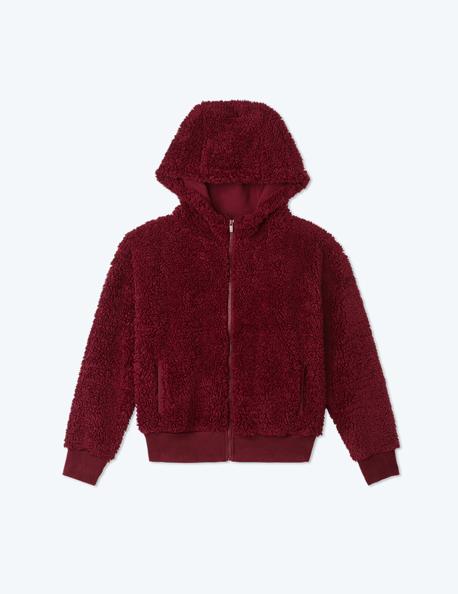 The High Pile Eco Fleece Cropped Hoodie - Pinot