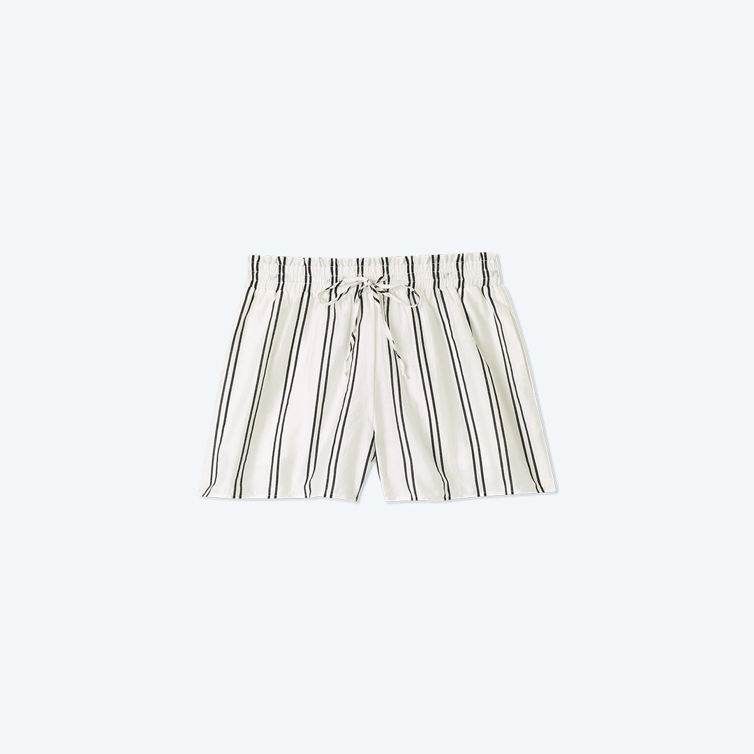 The Effortless Shorts - French Stripe in White Sand