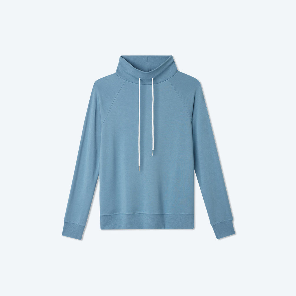 The Softest French Terry Funnel Neck Pullover - Blue Horizon