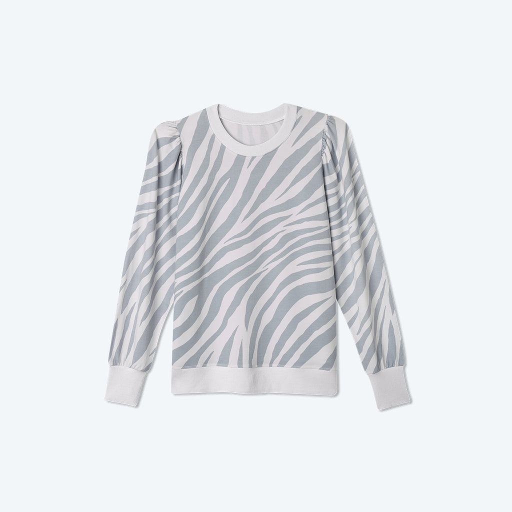 The Softest French Terry Puff Sleeve Pullover - Zebra