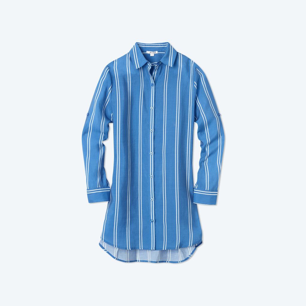 The All Buttoned Up Cover-Up - French Stripe in Indigo