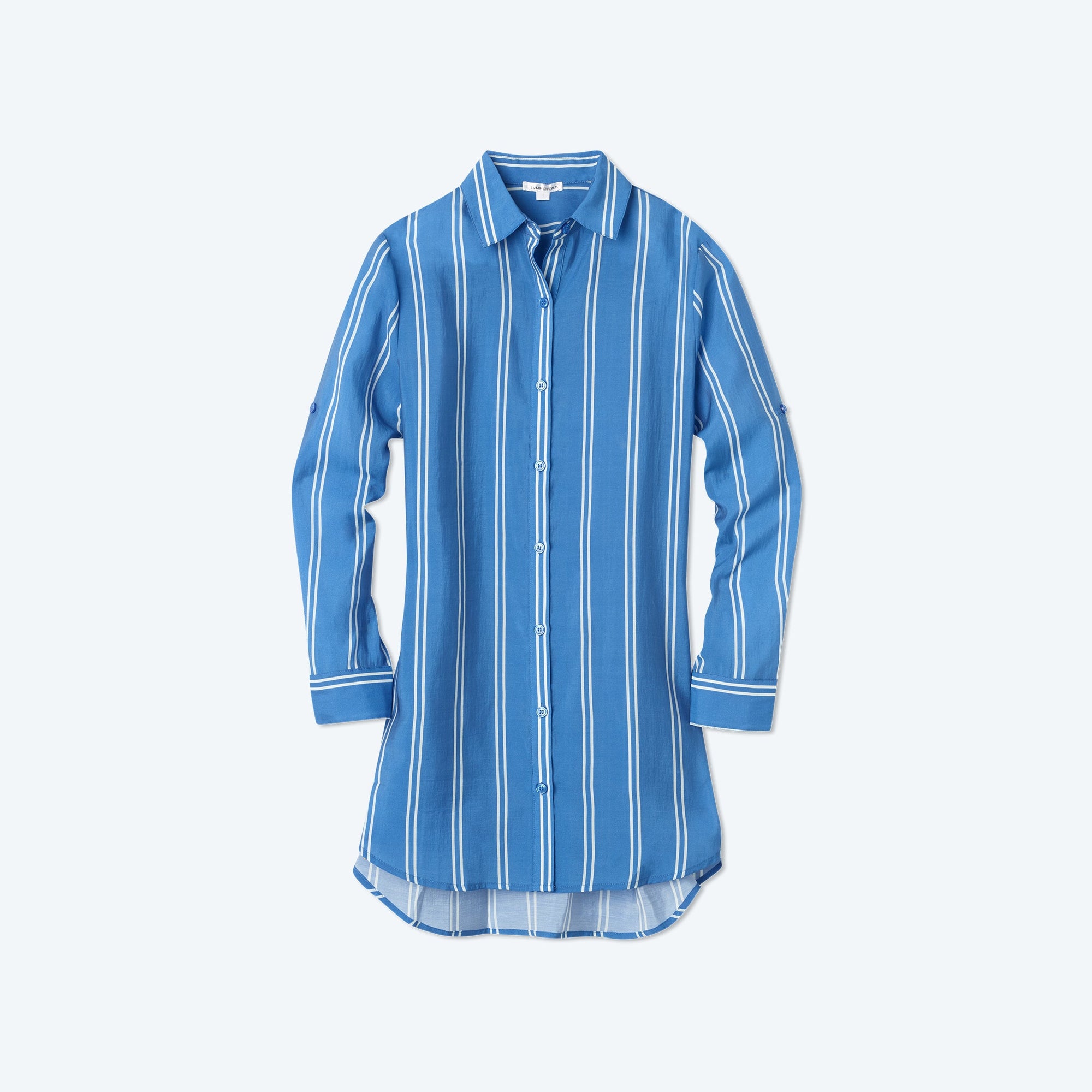 The All Buttoned Up Cover-Up - French Stripe in Indigo