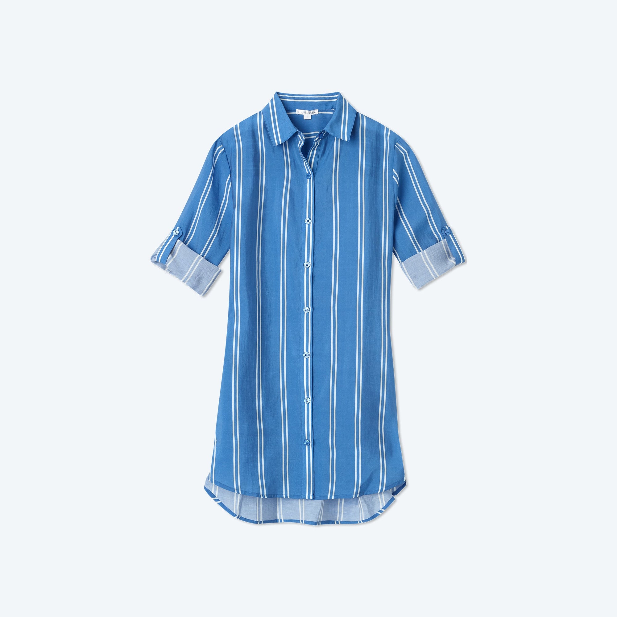 The All Buttoned Up Cover-Up - French Stripe in Indigo